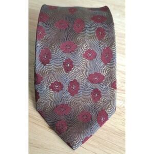 Audrey Buckner 100% European Silk Tie Made USA Floral Jacquard 60" Vintage
